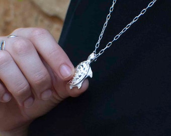 Silver Turtle Necklace , Silver Tortoise Pendant Necklace