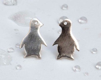 Silver Penguin Earrings , Penguin Stud Earrings , Cute Earrings for Kids