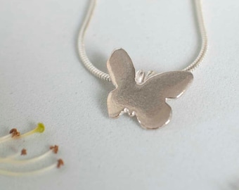 Silver Butterfly Necklace , Dainty Butterfly Pendant Necklace , Butterfly Charm