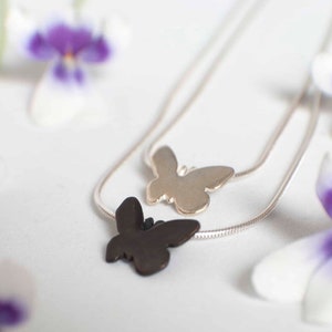 Silver and Black Butterfly Necklace set , Black and Silver Butterfly charms layered necklaces , Layered Butterfly Necklaces