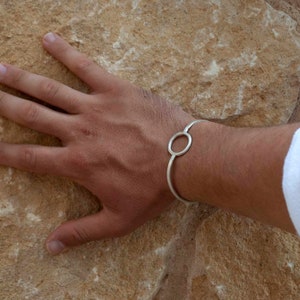 Mens Silver Cuff Bracelet , Adjustable Cuff Bangle Bracelet , Geometric Open Cuff Bracelet image 2