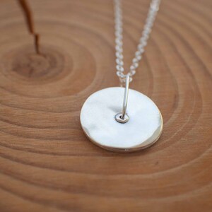 Large Silver Disc Necklace , Spinning Pendant Necklace , Long Necklace image 5