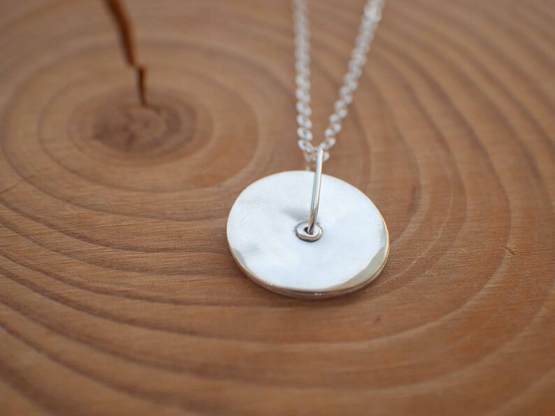 Large Silver Disc Necklace , Spinning Pendant Necklace , Long Necklace image 5