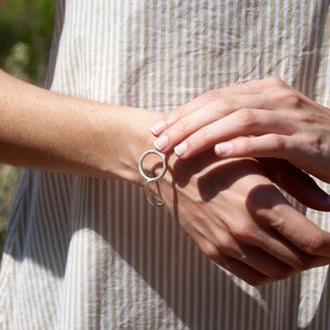 Mens Silver Cuff Bracelet , Adjustable Cuff Bangle Bracelet , Geometric Open Cuff Bracelet image 9