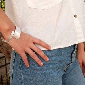 Silver Wrap Bracelet Ring Set , Adjustable Thumb Ring and Bangle Bracelet Set , Wrap Ring Arm Cuff Set image 7