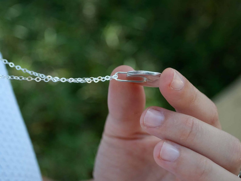 Large Silver Disc Necklace , Spinning Pendant Necklace , Long Necklace image 7