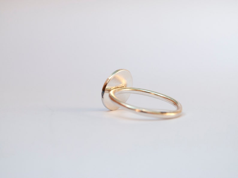 Silver Black Circles Ring , Disc Ring , dainty everyday ring , Asymmetrical Ring image 7