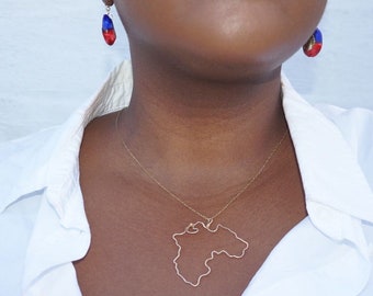 Map of Africa necklace, Wire Necklace, Gift Africa Necklace, Gold African pendant, Gold Necklace