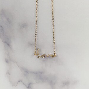 love 14 k Gold Necklace, 14 k Gold, dainty, minimalist necklace, valentine Gift, image 4
