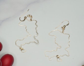 Map of Haiti Earrings, 14K Gold Earrings, Haiti jewelry,Gifts for her, Cultural Gifts, Handmade jewelry, Haiti