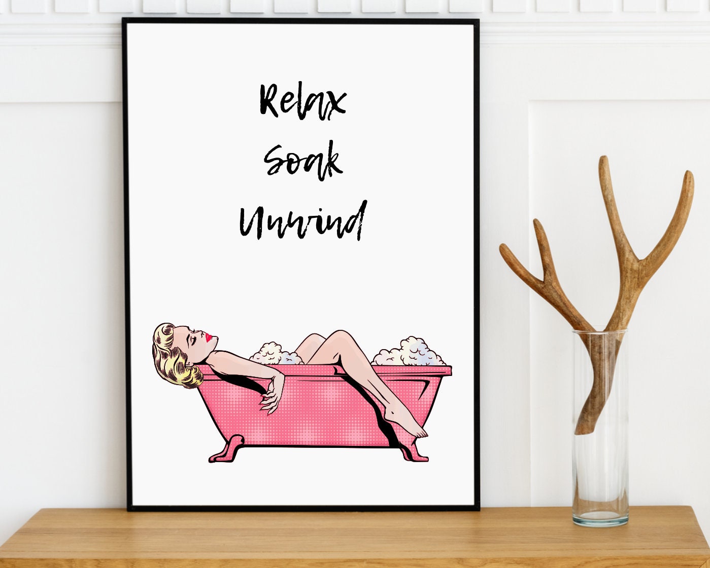 Relax Soak Unwind Print Wash Your Worries Away Bathroom | Etsy