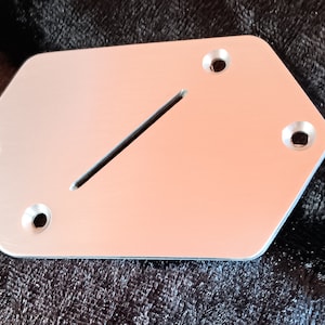 May include: A silver metal plate with a rectangular slot cut out of the center. The plate has four holes around the edge.