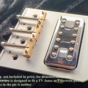 Bridge for Telecaster style guitar to fit T.V Jones or Filtertron pickup, Bigsby version, custom design Handmade from 2mm aluminium