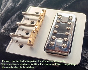 Telecaster bridge for T.V Jones or Filtertron pickup, BIgsby version, custom design Handmade from 2mm aluminium