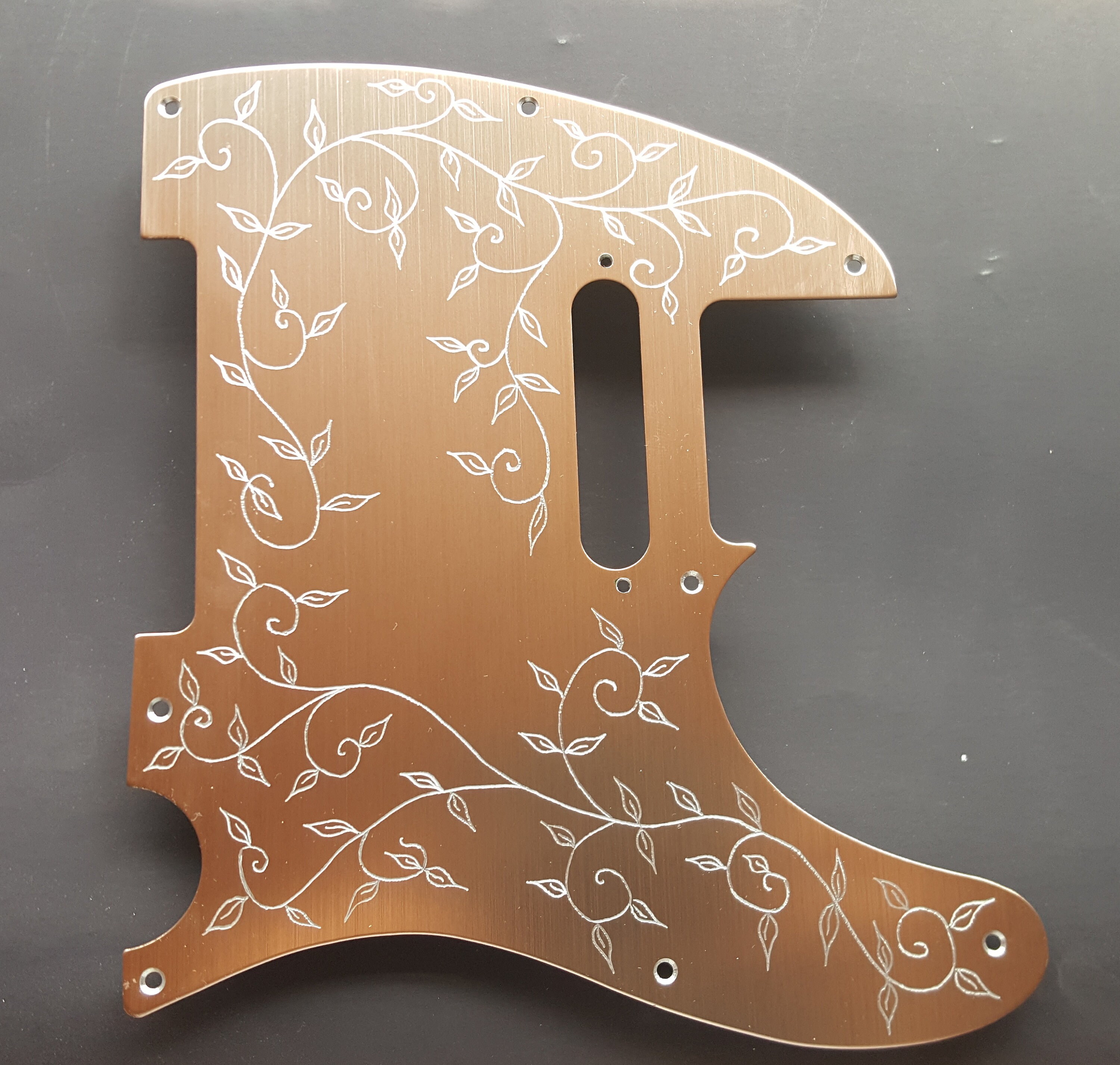 Telecaster hand engraved aluminium pickguard Copper anodised Etsy