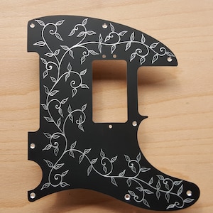Gegraveerde Telecaster slagplaat Humbucker versie met de hand gevormd en met de hand gegraveerd in zwart geanodiseerd aluminium