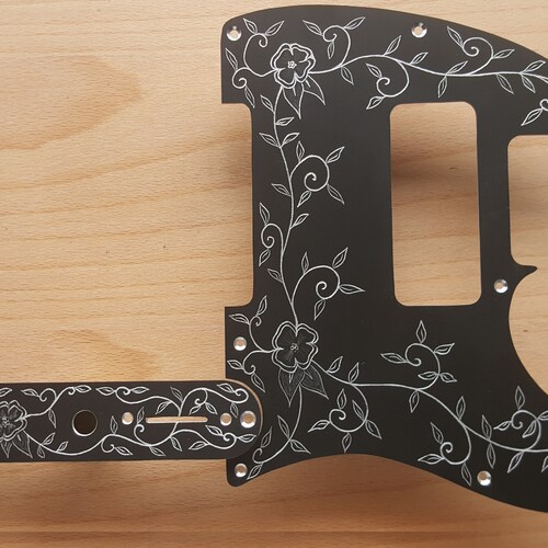 Telecaster engraved pickguard, Control plate hand engraved hand made black shops anodised aluminium