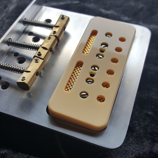 Bridge in Telecaster style for P90 soapbar pickup, custom design Handmade from 2mm aluminium
