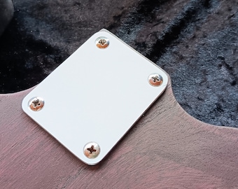 Guitar Neck Plate standard size in Gloss White 2mm Aluminium