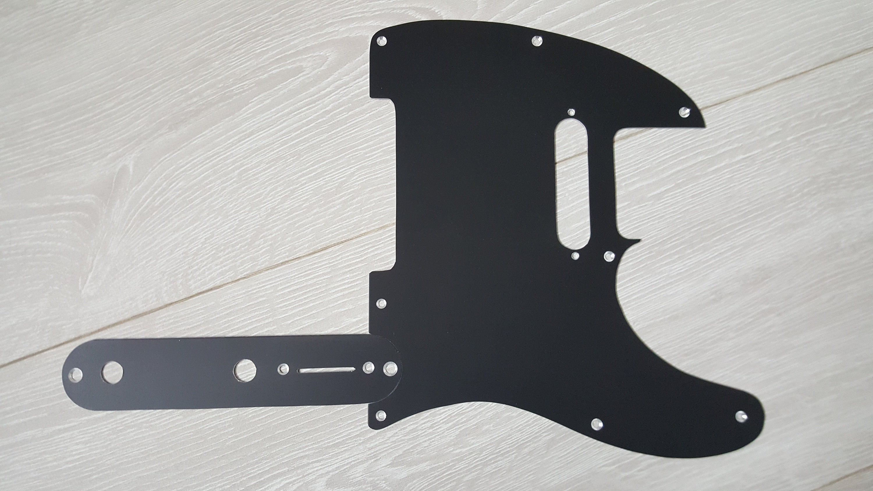 Pickguard Guitare Tele Esquire Vintage - Noir Verni, 5 Trous, épaisseur 2mm, Compatible Fender - 11