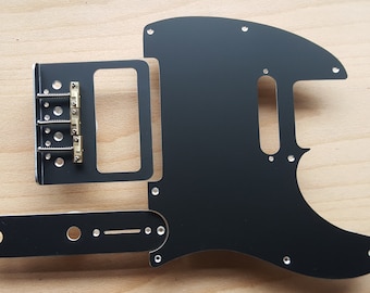 Black Anodised Aluminium Telecaster pickguard, Control Plate and vintage three saddle bridge, hand made for Telecaster  guitars