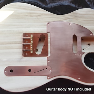 Solid Copper Telecaster pickguard, Control Plate and vintage three saddle bridge, hand made for Telecaster  guitars