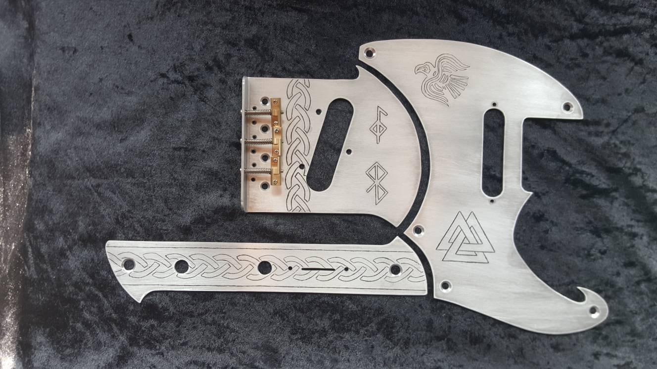 Telecaster Bridge, Pickguard and Control Plate With Viking Design