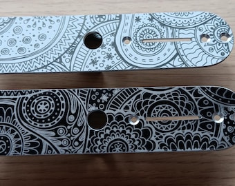Paisley etched Telecaster Control plate - handmade in black or white aluminium