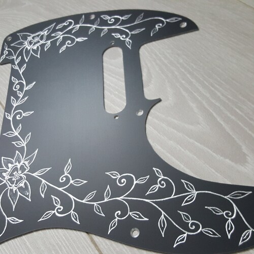 Telecaster engraved pickguard, Control plate hand engraved hand made black shops anodised aluminium