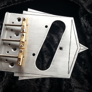 Telecaster Art Deco style bridge to fit Telecaster style  guitars , unique design Handmade from 2mm aluminium