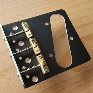Bridge for Telecaster style guitars , traditional design totally Handmade from 2mm Satin black anodised aluminium