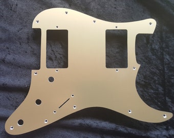 Stratocaster pickguard in hh, hsh, hss or sss, handmade in gold anodised aluminium