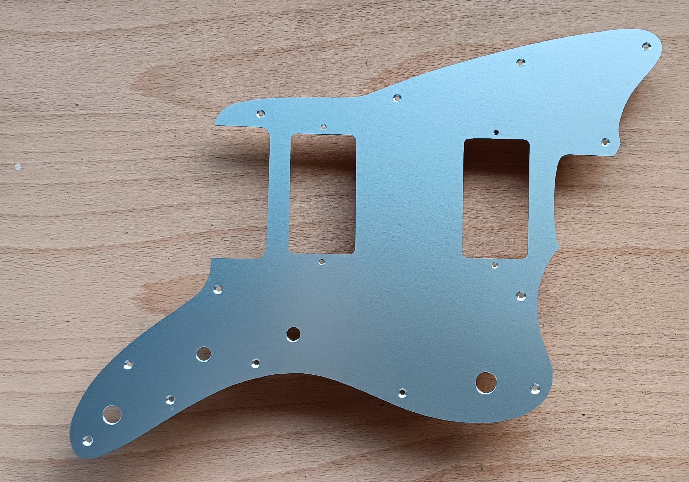 To fit Squier Affinity Jazzmaster HH, anodised pickguard in gold, black or silver, totally hand made