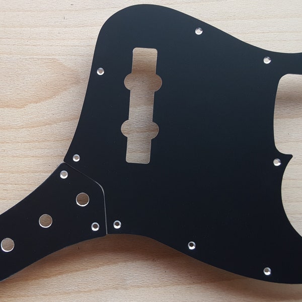 Jazz Bass Pickguard and control plate in black anodised aluminium fits FENDER USA/MIM Jazz Bass