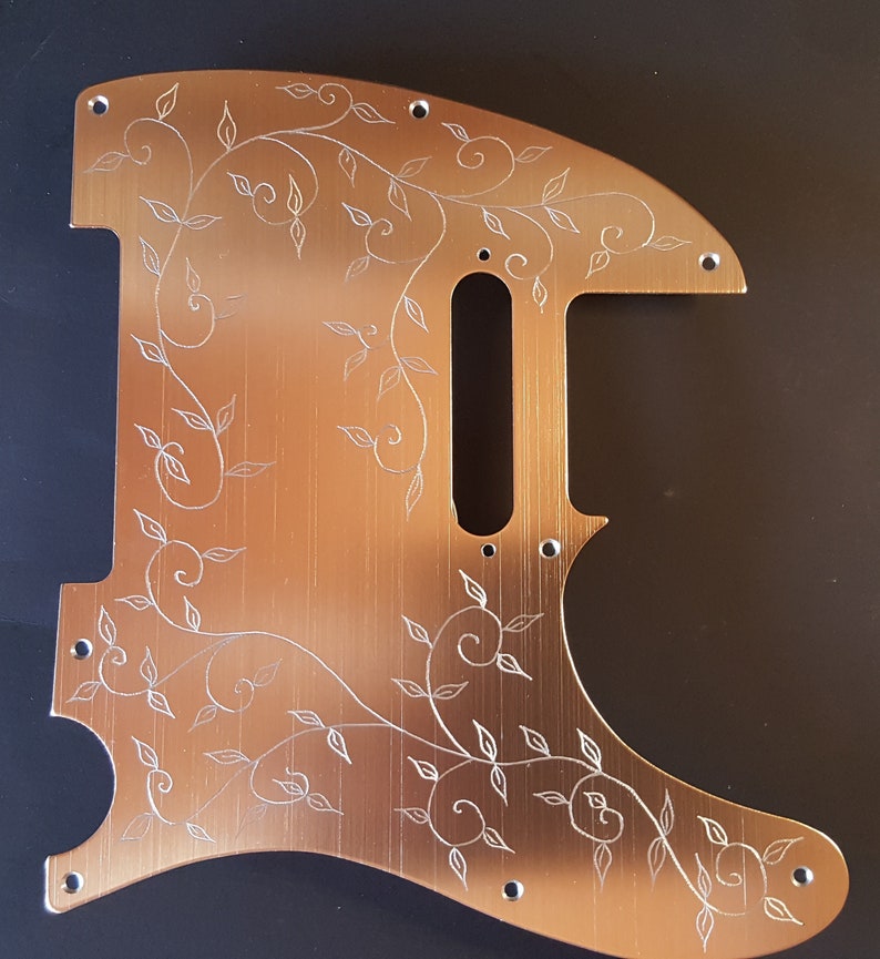 Telecaster hand engraved aluminium pickguard Copper anodised Etsy