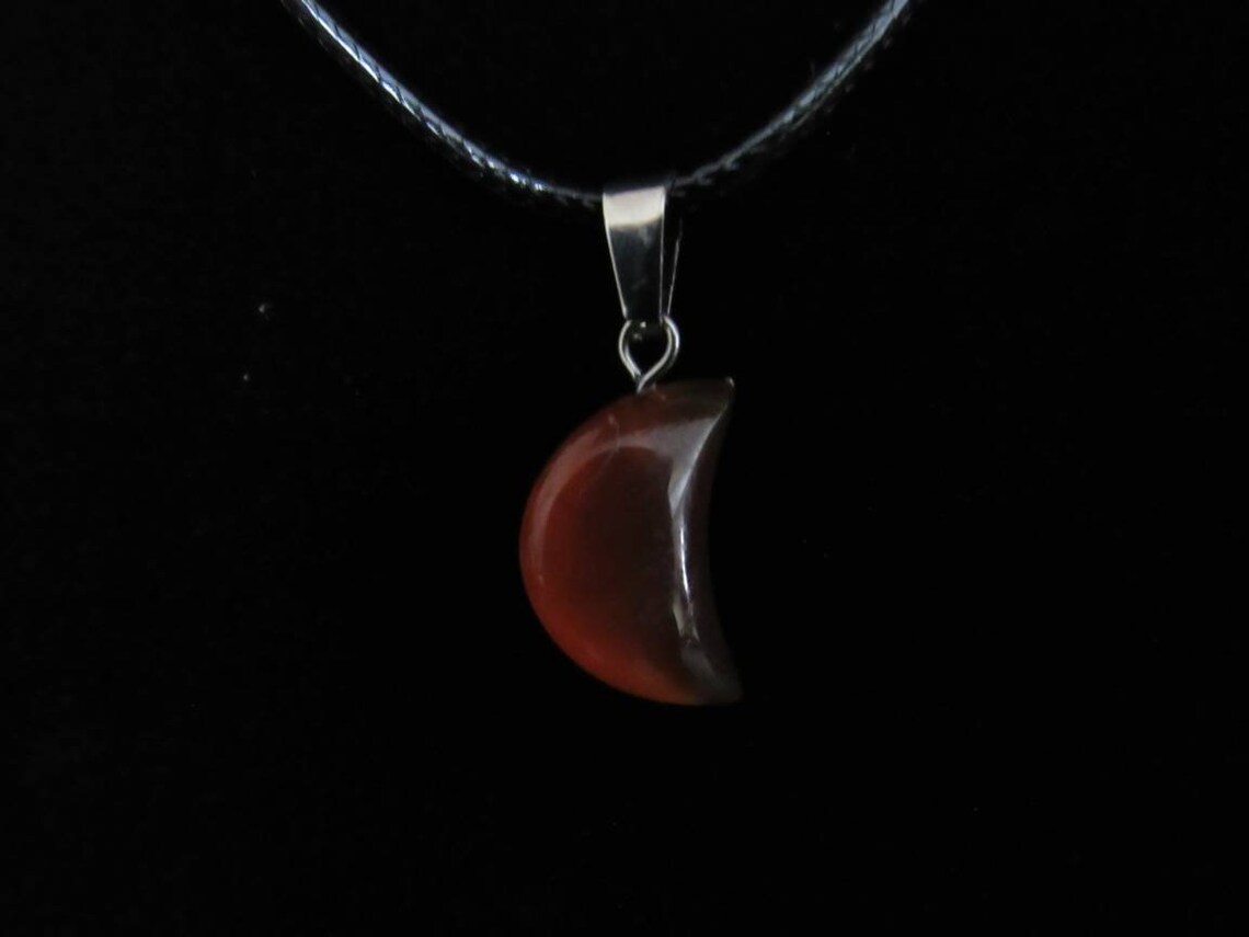Red Quartz Moon Shaped Crystal Necklace Etsy