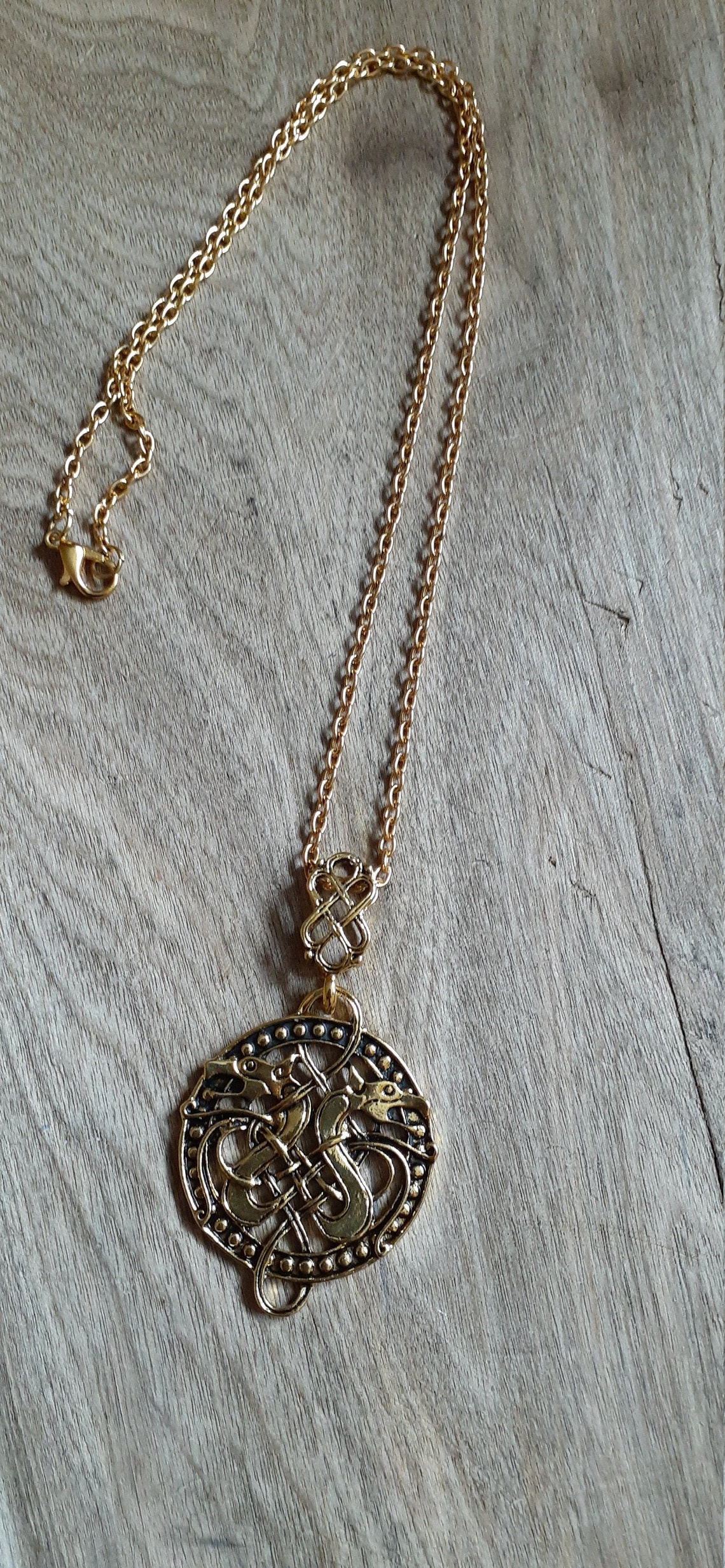 Collier Pendentif Loup Celtique - Argent Sterling 925 - Style Chaîne Finition Argentée
