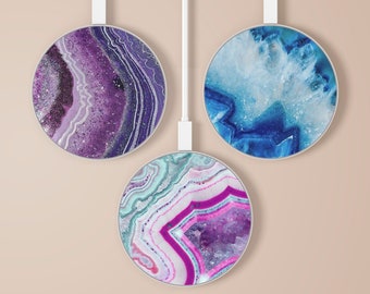 Geode Wireless Charger Marble Charging Station, Fast Charger for iPhone 13, 12, 11, X, Samsung S22, Samsung S21 FE, Samsung Note 10, Z Flip