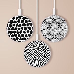 Animal Print Wireless Charger Vintage Fast Charger for iPhone 13, 12, 11, X, Samsung S22, Samsung S21 FE, Note 10, Galaxy S10, S9, Z Flip