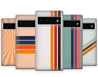 Retro Stripes Phone Case Aesthetic Vintage Cover for Google Pixel 10, Pixel 9 Pro XL, Pixel 8, Pixel 7, Pixel 6A, Pixel 5
