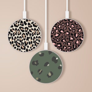 Leopard Print Wireless charging station, Fast Charger for iPhone 13, 12, 11, Samsung S22, Samsung S21 FE, Samsung Note 10