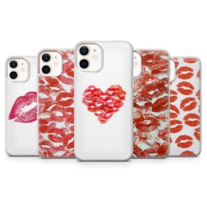Custodia Lipstick Kiss per iPhone 16 Pro Max, 15, 14 Plus, 13, 12, 11, XR e Samsung S26, S25, A56, A16, Pixel 9 Pro, 8