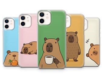 Custodia per telefono Capybara carina e divertente per iPhone 16 Pro Max, 15, 14 Plus, 13, 12, 11, XR e Samsung S26, S25, A56, A16, Pixel 9, 8 Pro