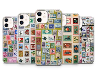 Custodia vintage per telefono con timbro per iPhone 17 Pro Max, 16e, 15, 14, 12 e Samsung S25 Ultra, S24 FE, A56, Pixel 10 XL, 9a, 8
