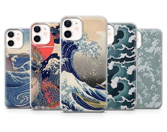 Custodia per telefono giapponese Katsushika Hokusai per iPhone 17 Pro Max, 16e, 15, 14, 12 e Samsung S25 Ultra, S24 FE, A56, Pixel 10 XL, 9a, 8