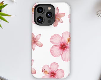 Custodia per telefono con stampa floreale rosa ibisco, motivo floreale tropicale, per iPhone 17 16 15 14 13 12 11 Pro Max, Samsung S25 S24 A54, Google Pixel 10