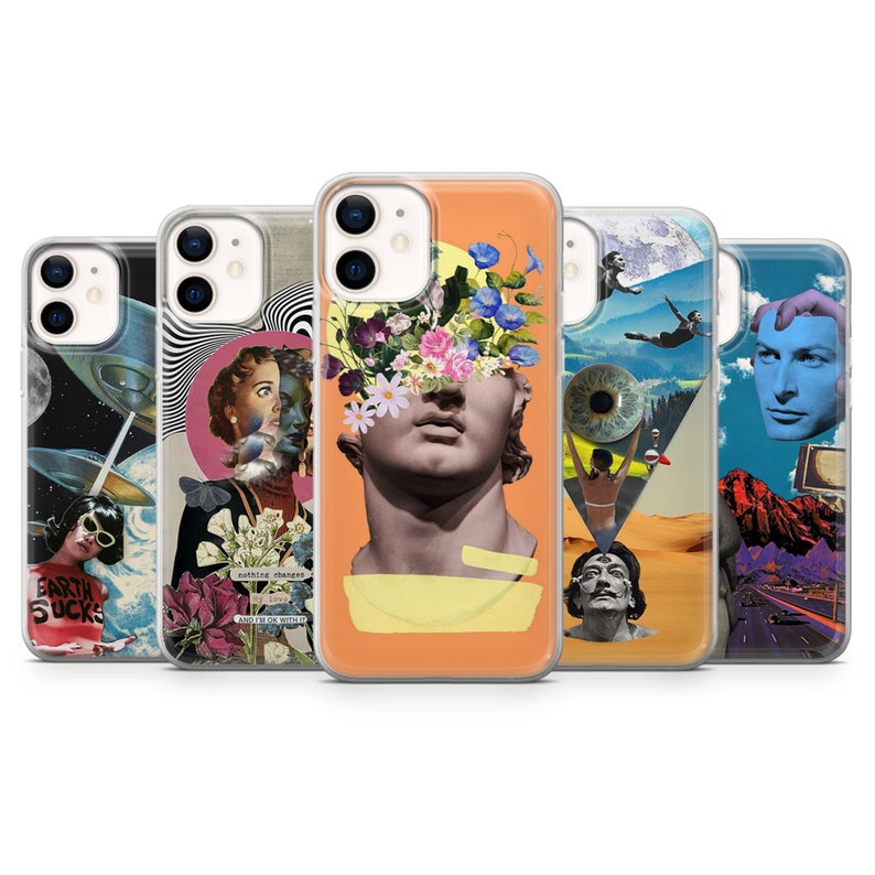 Surreal Collage Art Case Aesthetic Cover for iPhone 17 Pro Max, 16e, 15, 14, 12 & Samsung S25 Ultra, S24 FE, A56, Pixel 10 XL, 9a, 8