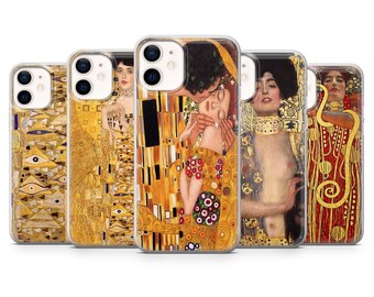 Custodia per telefono Gustav Klimt Fine Art Cover per iPhone 17 Pro Max, 16e, 15, 14, 12 e Samsung S25 Ultra, S24 FE, A56, Pixel 10 XL, 9a, 8
