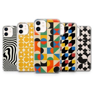Coque de portable style Bauhaus Art moderne pour iPhone 16 Pro Max, 15, 14 Plus, 13, 12, 11, XR et Samsung S24, S23, A56, A54, Pixel 9 Pro