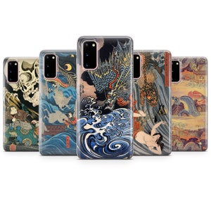Funda para teléfono con diseño de anime de olas japonesas para Samsung S25 Ultra, S24 FE, Samsung S23, S22, Samsung A56, A55, A54, Samsung A36, A35, A16
